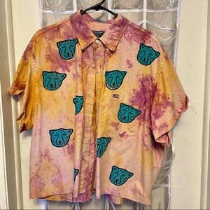 Plus size tie dye cropped button up. Size 1X/2X